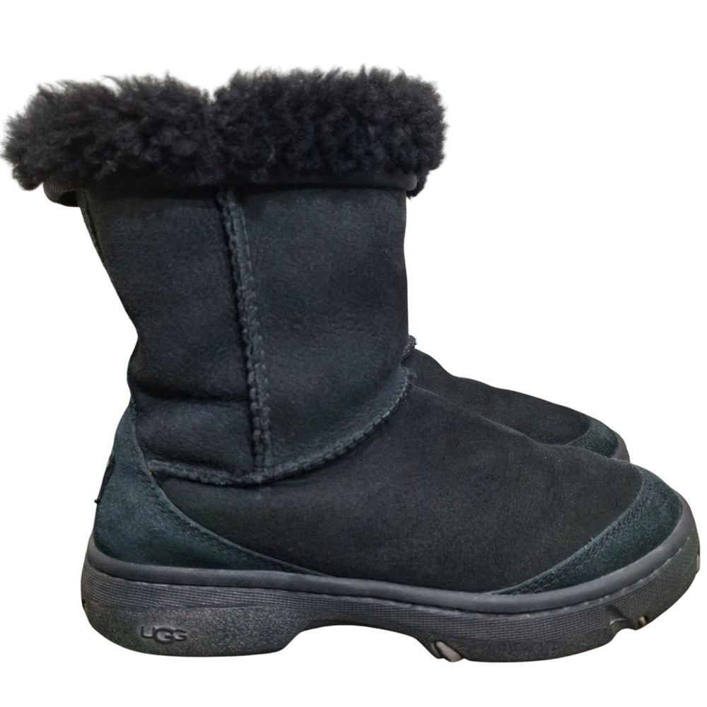 UGG Australia Ultimate Short 5275 Black Suede Sheepskin Slip On Boots Women's W5